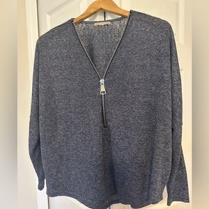 Joan Vass Top Zip knit top. Gently worn